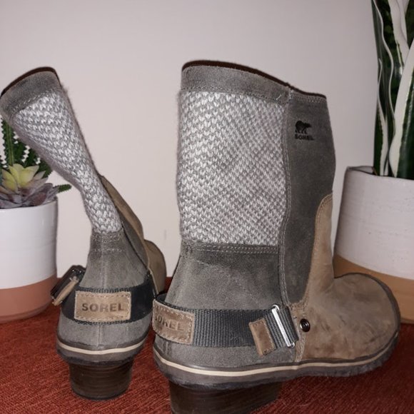 Genuine Sorel Taupe Suede and Tweed Short Boots - Picture 2 of 4